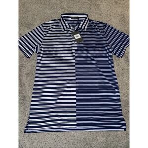 G/Fore G4 Golf Shirt Polo Offset Multi Stripe M Blue White TWLT Polyester NWT